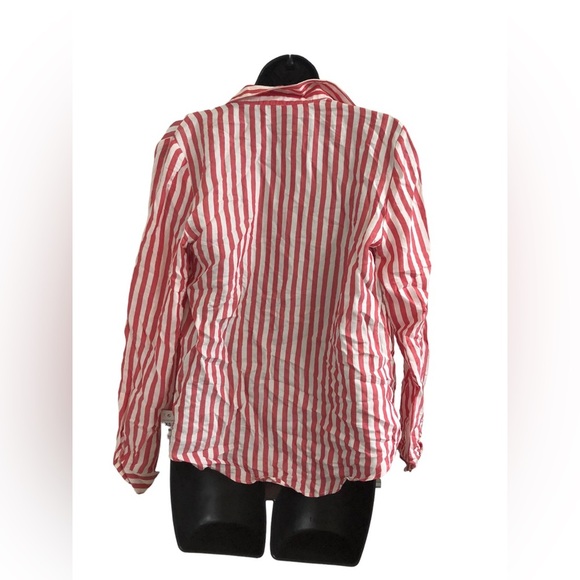 Zara red white striped button down front long sleeve blouse shirt size‎ XS new - Picture 6 of 11